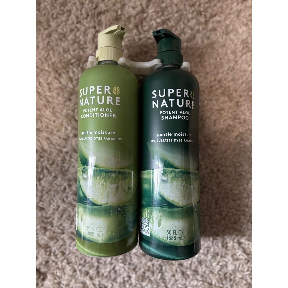 Super Nature Potent Aloe Shampoo and Conditioner Set Gentle Moisture 30oz Pumps